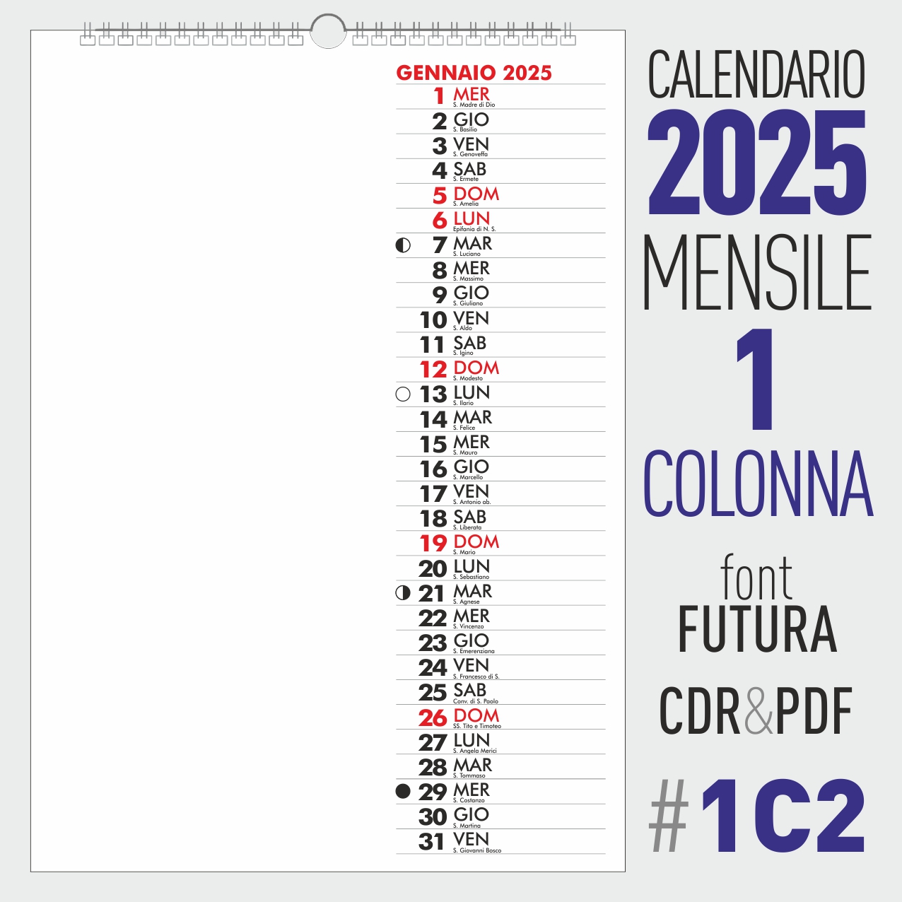 calendario 2025 mensile